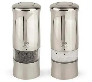 Peugeot Zeli Electric Stainless Steel Salt and Pepper Mill Set, 5.5-Inch, Silver