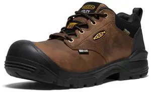 KEEN Utility Men's Independence Oxford Waterproof Shoes, Dark Earth/Black, Size M 9