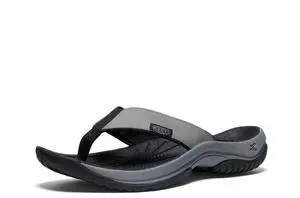 KEEN Men's Kona Waterproof Leather Flip-Flop - Steel Grey/Black, Size 10