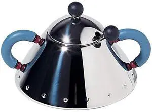 Alessi Michael Graves Design Series Stainless Steel Sugar Bowl with Spoon, Blue