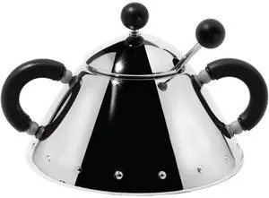 Alessi Michael Graves Design Series Stainless Steel Sugar Bowl with Spoon, Black