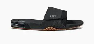 REEF Men's Fanning Slide Bottle Opener Regular Sandal - Black/Silver, Size 11