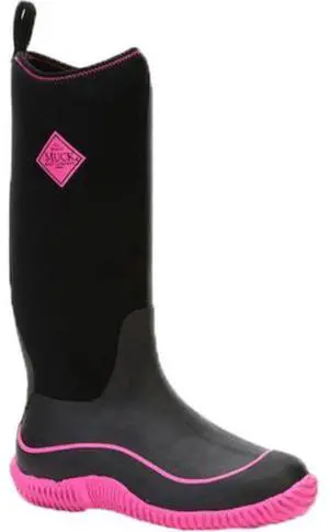 Muck Boots HAW404 Women's Hale Multi-Season Rubber Boot, Black/Hot Pink, Size 10
