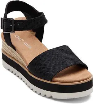 TOMS Women's Diana Wedge Comfortable Regular Sandal, Black, Size 5