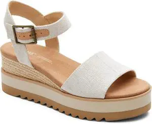 TOMS Women's Diana Wedge Comfortable Regular Sandal, Natural, Size 8.5