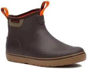 Grundens Mens DECK-BOSS Waterproof Slip-On Ankle Boot, Dark Brown, Size 8
