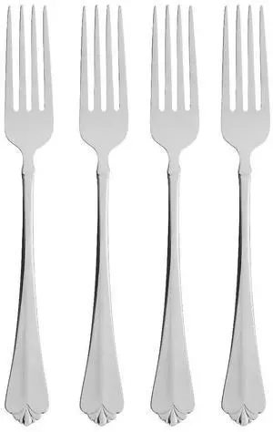 Oneida Stainless Steel Juilliard Fine Flatware Dinner Forks, Set of 4, Metallic
