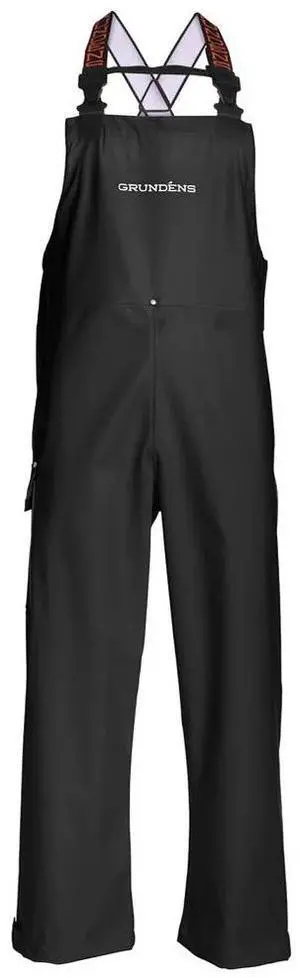 Grundens Neptune Bib Pants Nylon Waterproof Fabric, Black, Size 16