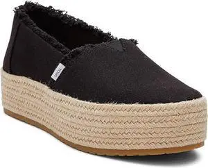 Toms Women's Valencia Platform Espadrille Sneakers Loafer Flat, Black, Size 6.5