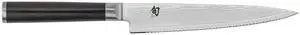 Shun Classic 6" Serrated Utility Knife with D-Shaped Ebony Pakkawood Handle