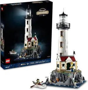 LEGO Ideas Motorized Lighthouse 21335, Adult Building Set with Working Rotating Light, Lighthouse Cottage and Hidden Cave, Collectible Display Model, Creative Gift for Adults and Teens