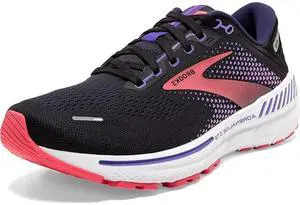 Brooks Women's Adrenaline GTS 22 Running Shoe, Black/Purple/Coral, Size 8.5