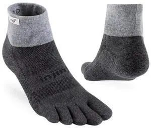Injinji Men's Trail Midweight Mini Crew Comfortable Toe Socks, Granite, Small