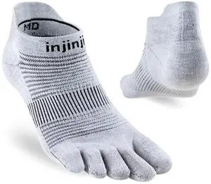 Injinji Unisex Run Original Weight NoShow Comfortable Socks, Gray, Large