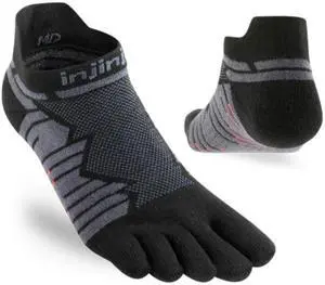 Injinji Unisex Ultra Run No-Show Comfortable Toe Socks, Onyx, Medium