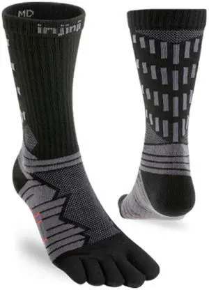 Injinji Unisex Ultra Run Crew Comfortable Toe Socks, Obsidian, Medium