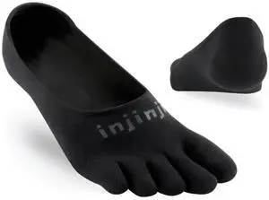 Injinji Men's Sport Lightweight Hidden Coolmax Toesocks, Black, Large