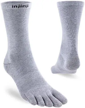 Injinji Unisex Liner Coolmax Crew Comfortable Toesocks, Gray, Small