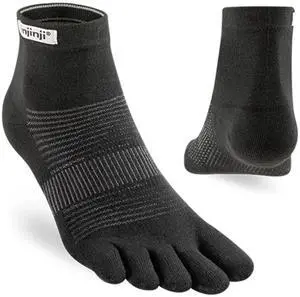 Injinji Unisex Run Original Weight Mini-Crew Toe Socks, Black, Medium
