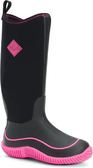 Muck Boots Hale Multi-Season Women's Rubber Boot, Black/Hot Pink, Size 11