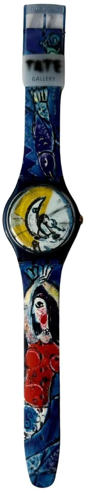 Swatch Unisex Watch Casual Bioceramic Waterproof Chagall'S, Blue Quartz Swatch Unisex Watch Casual Bioceramic Waterproof Chagall'S, Blue Quartz