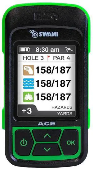 IZZO Golf Swami Ace Handheld Golf GPS Rechargeable Rangefinder, Lime Color