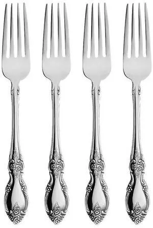 Oneida Louisiana Fine Flatware Dinner Forks, Set of 4, 18/10 Stainless Steel
