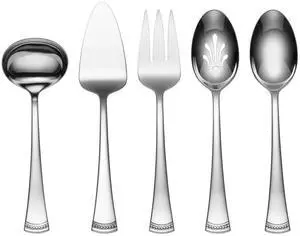 Lenox Portola 5 Piece Dishwasher Safe Hostess Set, Polished Finish, Silver