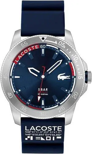 Lacoste 2011202 Men's Analogue Quartz Watch with Silicone Strap, Navy Blue