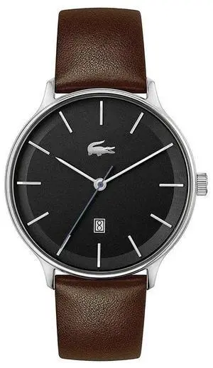 Lacoste 2011222 Men's Analogue Quartz Watch with Brown Apple Peel Strap, Black