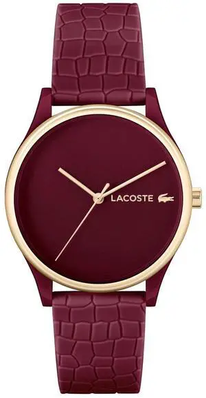 Lacoste 2001283 Crocorigin Quartz Silicone Women's Watch 36 mm, Burgundy