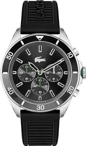 Lacoste 2011152 Tiebreaker Chronograph Quartz Watch with Silicon Band, Black
