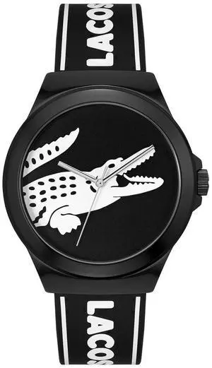 Lacoste 2011185 NeoCroc Men's Iconic Quartz Unisex Watch 42mm, Black/White
