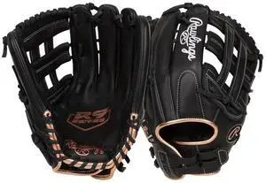 Rawlings R9 Series Outfield Fastpitch Softball RHT Glove, Size 13-Inch, Black