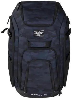 Rawlings R00704462 Legion 2.0 Players Multiple Compartment Backpack, Black Camo