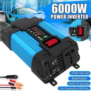 6000W Peak Power Power Inverter DC 12V to 110V AC Car Inverter Dual USB Fast Charging LED Display