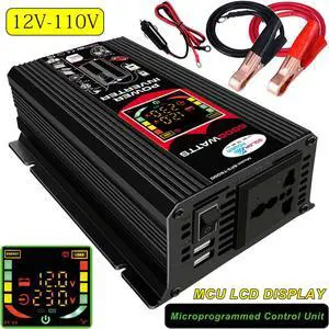 6000W Peak power (500W rated power)  Car Power Inverter with 2 USB ports and AC outlet LCD display