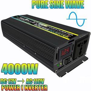 4000 watts Pure Sine Wave Power Inverter with LED display Battery Clip, Car Inverter