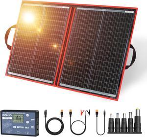 DOKIO 110w 18v Portable Foldable Solar Panel Kit (19x26inch, 5.3lb) Solar Charger With Controller 2 Usb Output To Charge 12v Batteries/Power Station (AGM, Lifepo4) Rv Camping Trailer Emergency Power