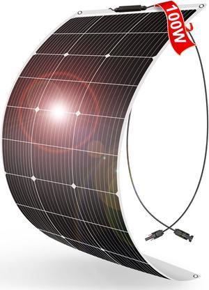 DOKIO Semi-Flexible Solar Panel 100W 12V Bendable Thin Film Monocrystalline Lightweight(4.9lb) for Caravan RV Boat Camper Trailer