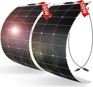 DOKIO Semi-Flexible Solar Panel 200W(100Wx2) 12V Bendable Thin Film Monocrystalline Lightweight(7.3lb) for Caravan RV Boat Camper Trailer