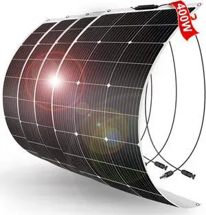 DOKIO Flexible Solar Panel 4x100w(400w) Semi-Flexible Bendable 12V Monocrystalline Off-Grid for RV Boat Cabin Van Car and Caravan RV Boat Camper
