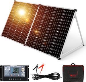 DOKIO Solar Suitcase 200W Portable Foldable Solar Panel 18v Monocrystalline with Controller to Charge 12 Volts Batteries (All Lead/Acid Types: Vented AGM Gel) RV Camping Marine