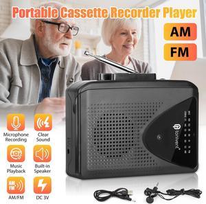 Cassette Recorder Player AM/FM Radio - Stereo Speaker Portable Personal Walkman (Black)