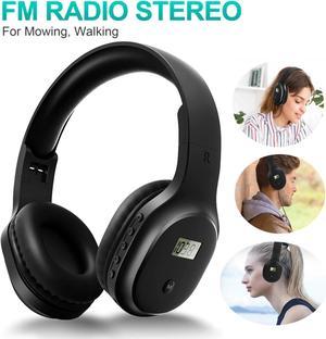 Portable Personal FM Radio Headphones - for Mowing with Best Reception, TSV Wireless FM Headset Ear Muffs with Built-in Radio for Jogging, Walking, Daily Works, Supports External AUX cable