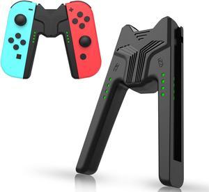 Charging Game Handle - Fit for Nintendo Switch Joy-Con Controllers Controller Left & Right Charging Grip, Portable V-Shaped Wireless Game Handle Bracket for Switch Joy-Cons (Black)