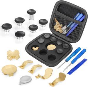 17-in-1 Metal Replacement Accessories - Fit for Xbox One Elite Series 2 Controller with Thumbsticks, Paddles, D-Pads, Screwdriver Tools, Standard Part (Gold)