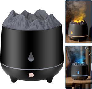 3D Flame LED Light Air Humidifier - 400ml Air Humidifier Essential Oil Diffuser with Flame Effect for Home, Office, Spa, Gym (BlacK)
