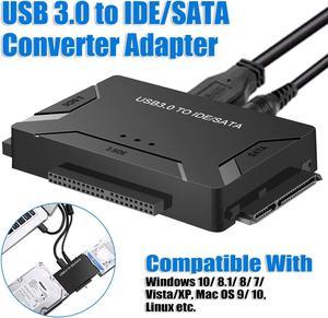 USB IDE Adapter - USB 3.0 to SATA IDE Hard Drive Converter Combo for 2.5"/3.5" DE SATA SSD Hard Drives Disks with 12V 2A Power Adapter and USB 3.0 Cable for Laptops