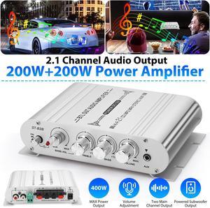 400W 12V 2.1Channel Powerful Stereo Audio Power Amplifier - HiFi Bass Amp Car Home